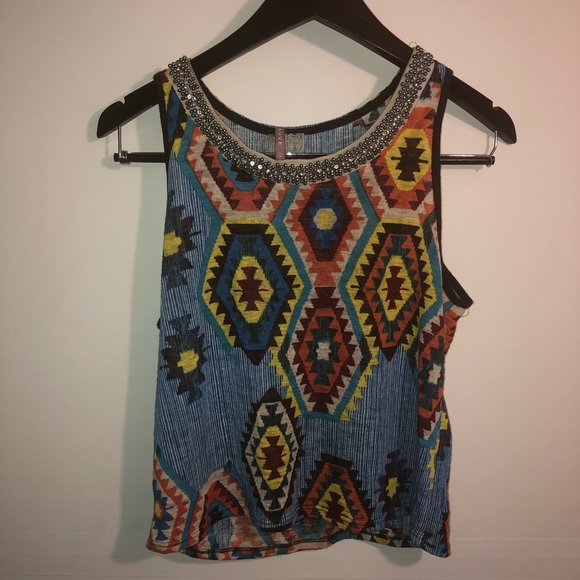 Embellished Tribal Tank Top - Picture 1 of 3